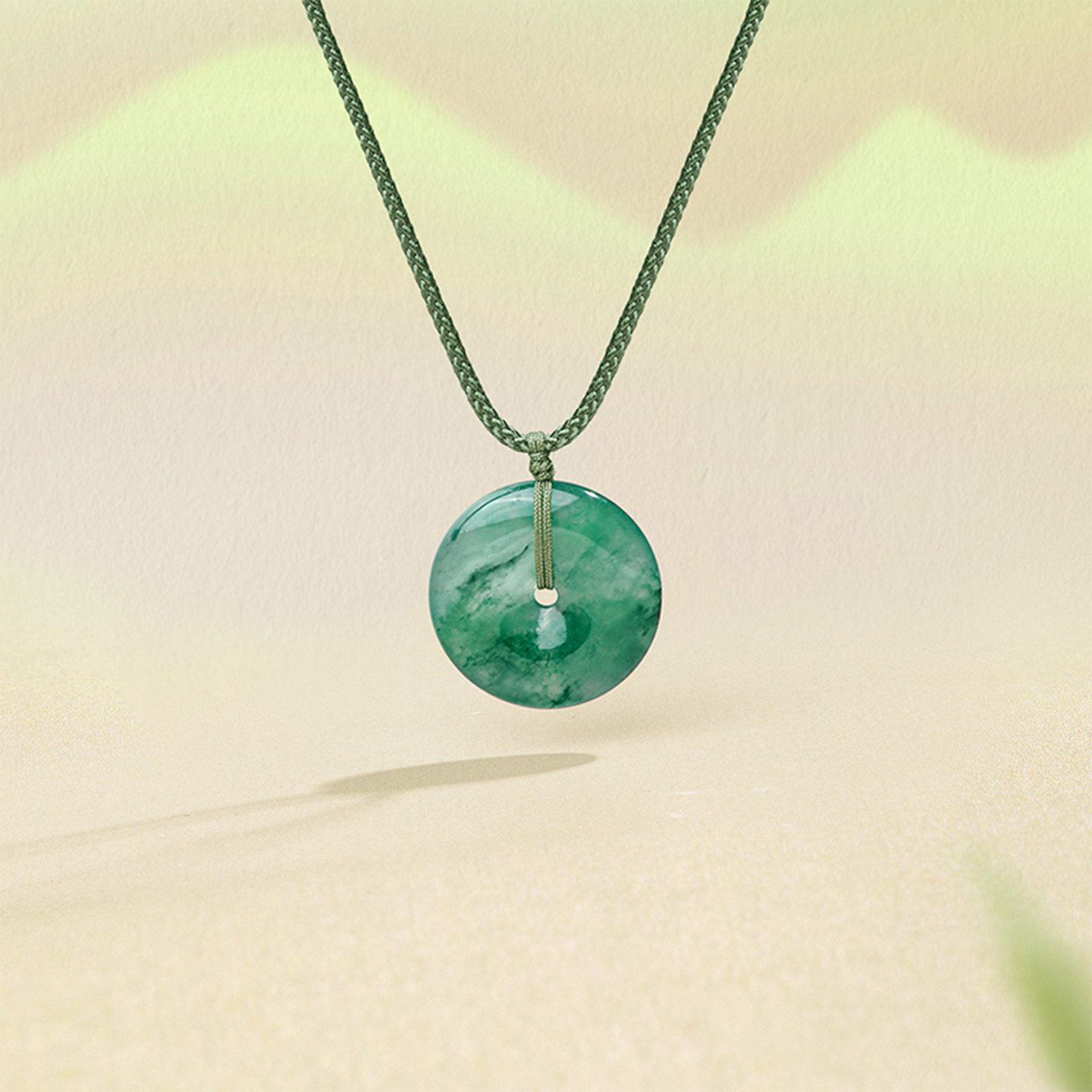 周六福天然正品飘花非洲翠玉吊坠如意平安扣挂坠编绳送新年礼物,淘宝优惠券,粉丝福利购,淘宝优惠卷