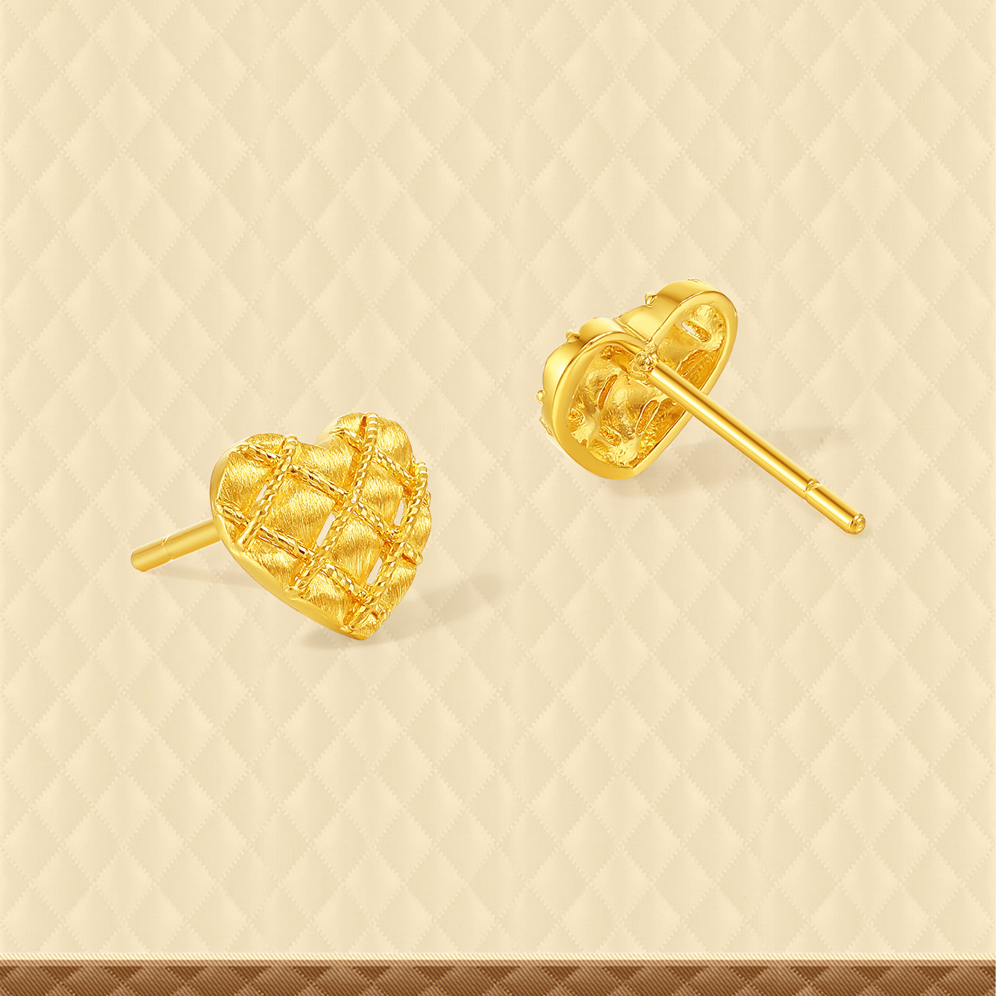 周六福黄金计价5G足金复古爱心菱心金漾耳饰小香风系列新年礼物,淘宝优惠券,粉丝福利购,淘宝优惠卷