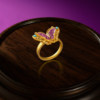 Saturday Blessing Gold Inlaid Diamond Ring Women's Intangible Cultural Heritage Tiangong Kaiwu Purple Butterfly Yingfu Pure Gold Ring for Gift