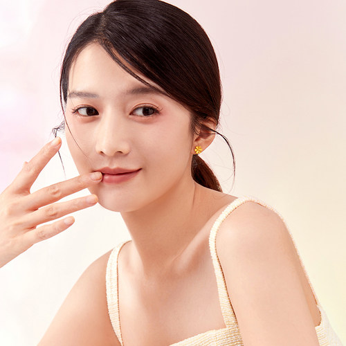 周六福5G黄金雏菊耳钉女2代无极金系列计价足金耳饰节日礼物 - 图1