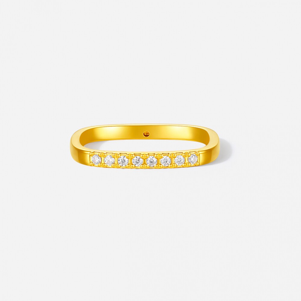 Saturday blessing gold inlaid diamond ring for women