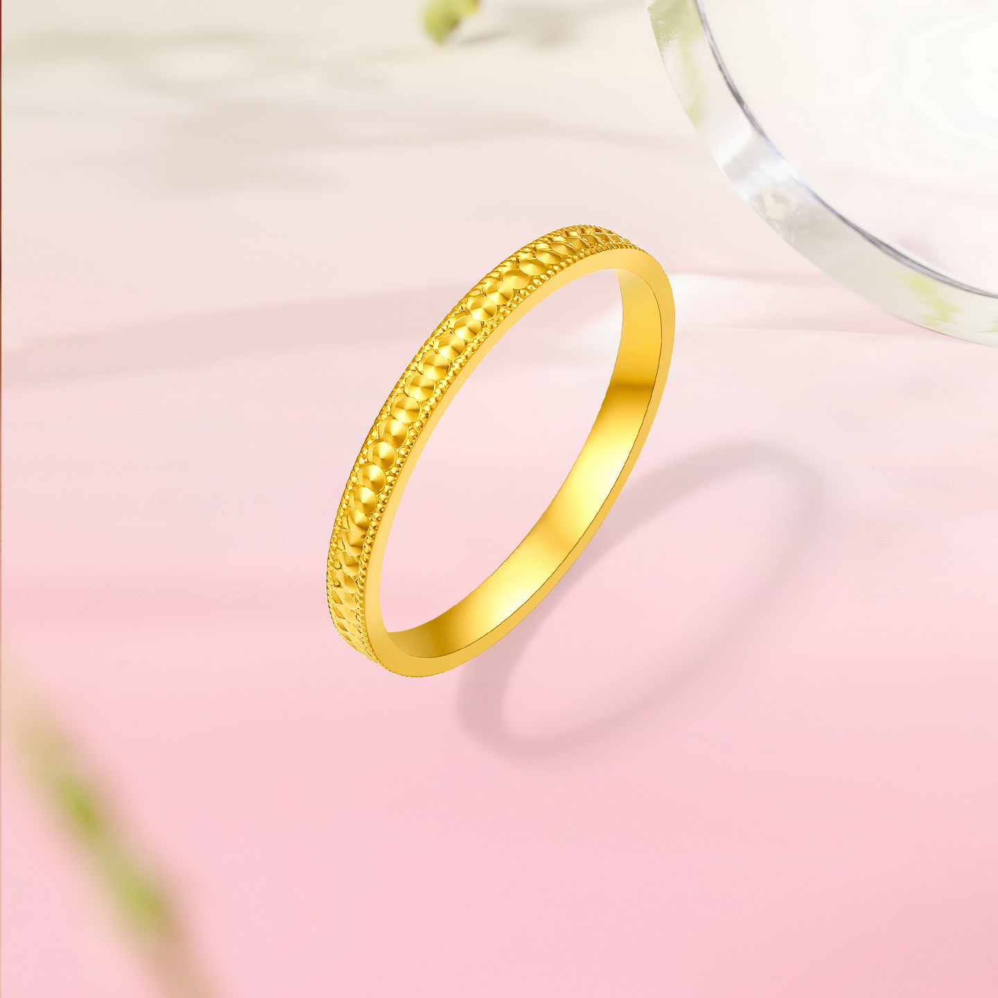 Saturday Fortune Gold 5G Priced Pure Gold Ring Explosive Beads Ring Women's Ring Holiday Gift