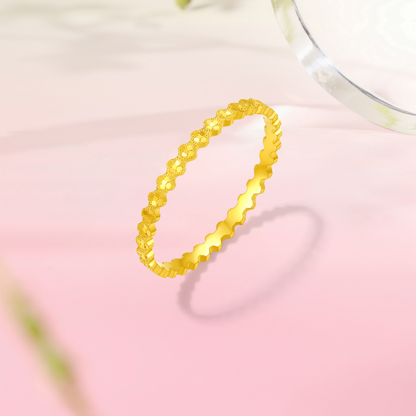 Saturday Fortune Gold 5G denominated solid gold flashing broken gold lucky four-leaf clover ring women's ring holiday gift