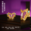 Saturday Blessing Gold Inlaid Diamond Ring Women's Intangible Cultural Heritage Tiangong Kaiwu Purple Butterfly Yingfu Pure Gold Ring for Gift