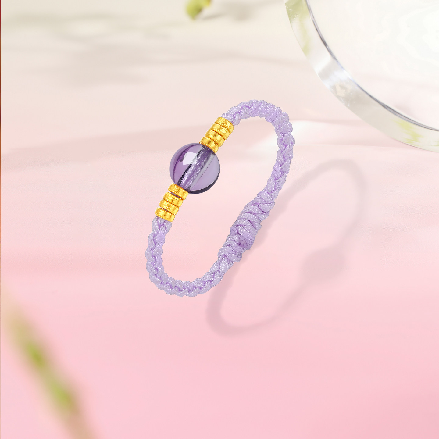 Saturday Fortune Gold Amethyst Ring Women's Ancient Method Pure Gold Braided Rope Women's Ring for Girlfriend Pricing Official Flagship Store