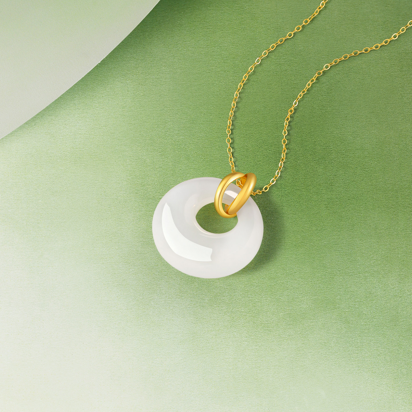 周六福和田玉吊坠女金镶玉黄金足金平安扣白玉玉坠挂件新年礼物,淘宝优惠券,粉丝福利购,淘宝优惠卷