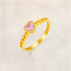 Saturday Fortune 5G pure gold ring for women, gold inlaid pink sweet heart-shaped ring for women, zircon round claws as a gift