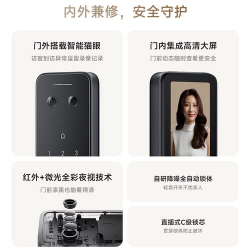 小米智能门锁2指静脉增强指纹家用防盗门密码智能门锁智能锁家用 - 图1