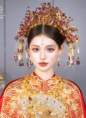 楚楚新娘新中式金色龙凤新娘头冠