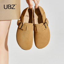 UBZ Waterproof Burken Single Shoes Woman 2023 Autumn Winter New 100 Lazy Man A Foot Pedal Boken Plus Suede Bean Shoes