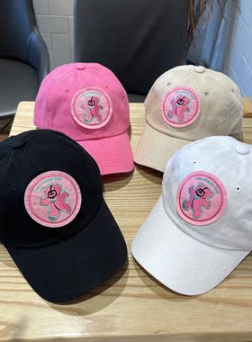 韩国代购棒球帽男女四季草莓色熊