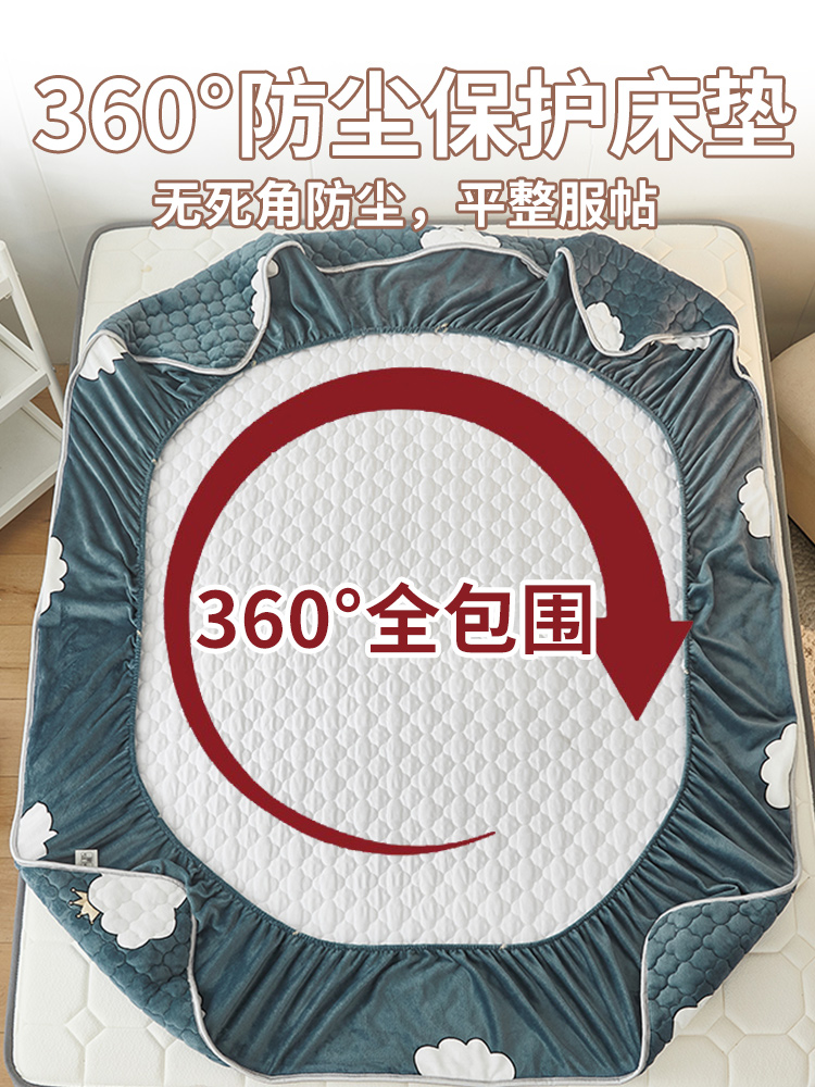 冬季牛奶绒夹棉床笠单件床套罩加绒珊瑚绒床垫席梦思床罩2023新款-图3