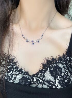 天竺之舞复古蓝金锁骨链