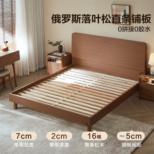 政府补贴全友家居北欧原木风板式双人床实木脚床主卧室1米8床架 - 图3
