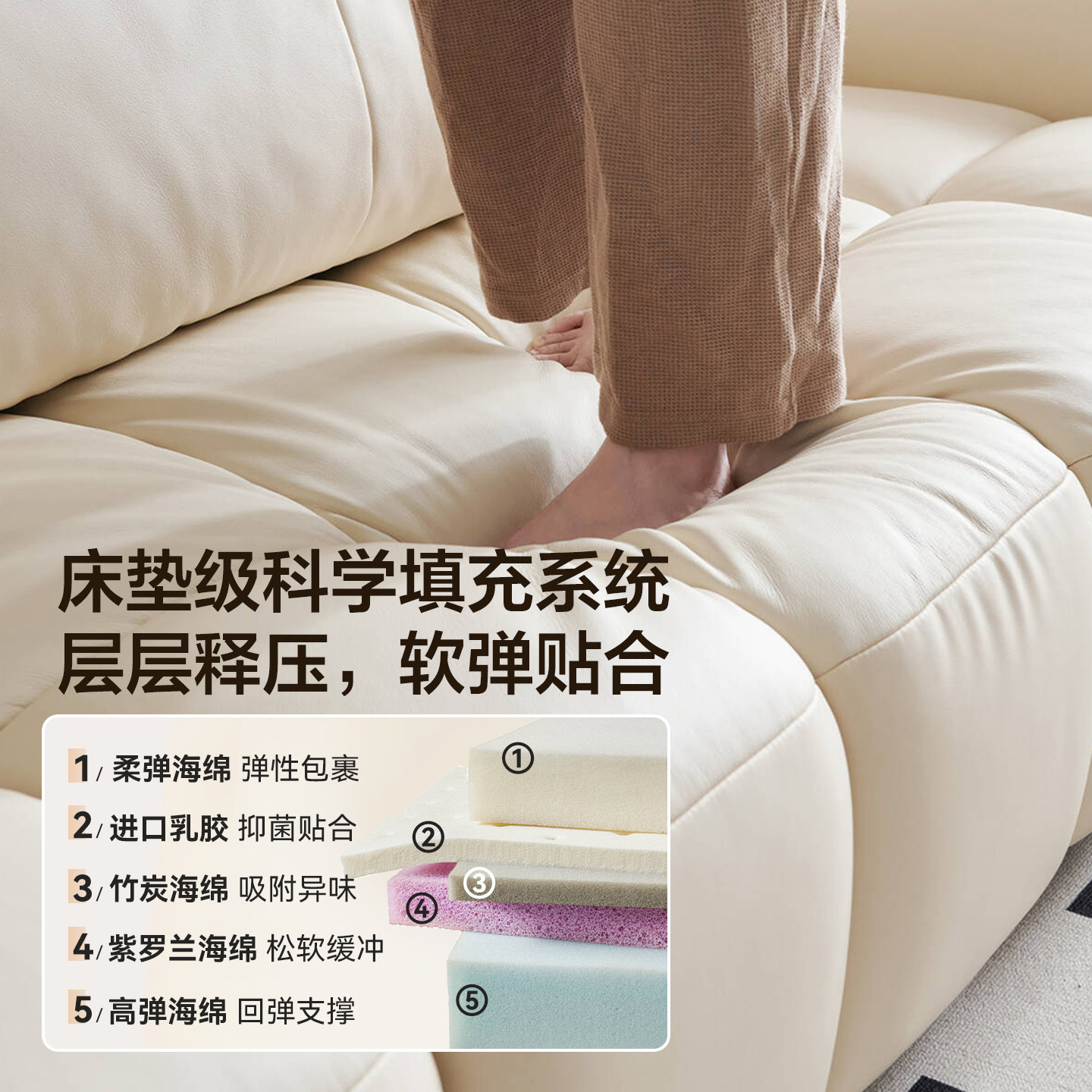 政府补贴全友家居奶油风泡芙直排一字型客厅棉花糖真皮沙发,淘宝优惠券,粉丝福利购,淘宝优惠卷