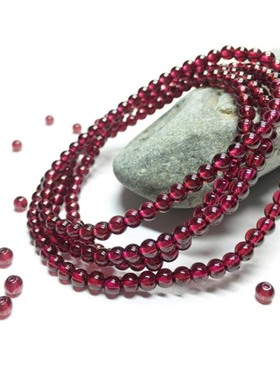 天然酒红石榴石手链女三圈四圈