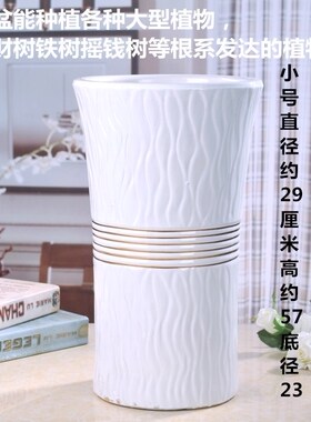 大陶瓷花盆细腰纯白色种树