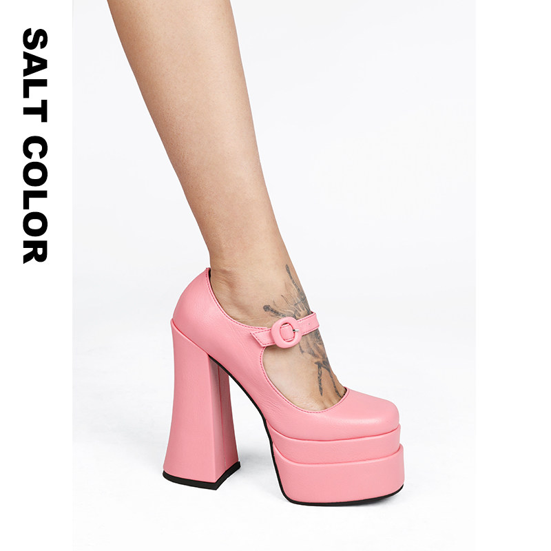 【哈妮克孜单依纯同款】Saltcolor方头粗跟防水台厚底玛丽珍单鞋,淘宝优惠券,粉丝福利购,淘宝优惠卷