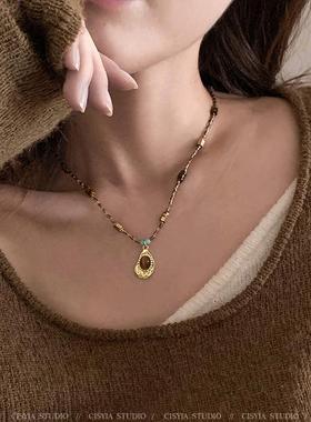 高智感欧尼~秋日美拉德串珠项链