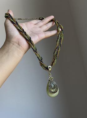 新中式民族风绿色水滴编绳项链