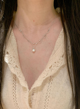 银色清冷珍珠蕾丝项链女夏季