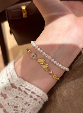 新中式手工拉丝锦鲤钱币棕绳手链