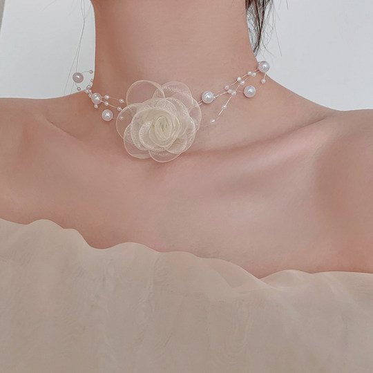 Forest style pearl choker necklace accessories