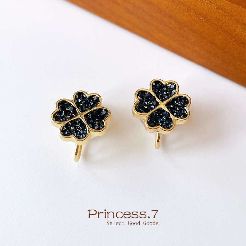 无耳洞小巧水钻四叶草耳环轻奢气质精致耳饰蚊香盘耳夹女2025新款,淘宝优惠券,粉丝福利购,淘宝优惠卷
