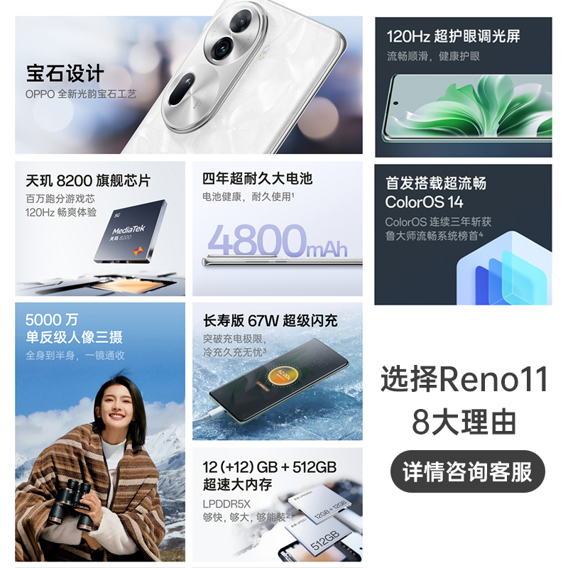 6期免息/OPPO Reno11 opporeno11新款oppo手机官方正品旗舰店官网 reno10 新机限量版5g新品oppo reno11 - 图2