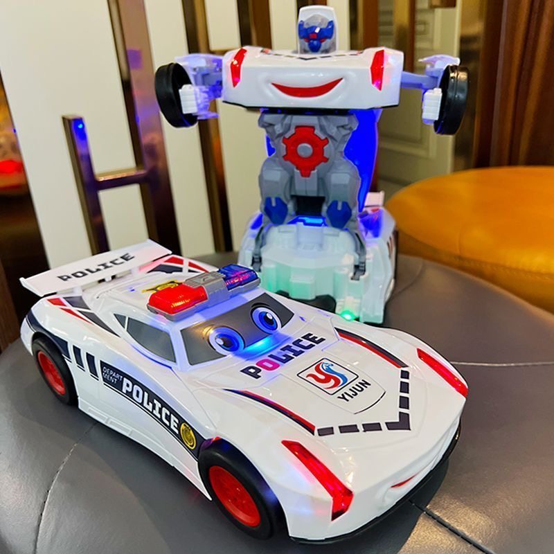 儿童玩具变形汽车带音乐1-3岁男童电动益智机器人警车男孩3一6岁,淘宝优惠券,粉丝福利购,淘宝优惠卷