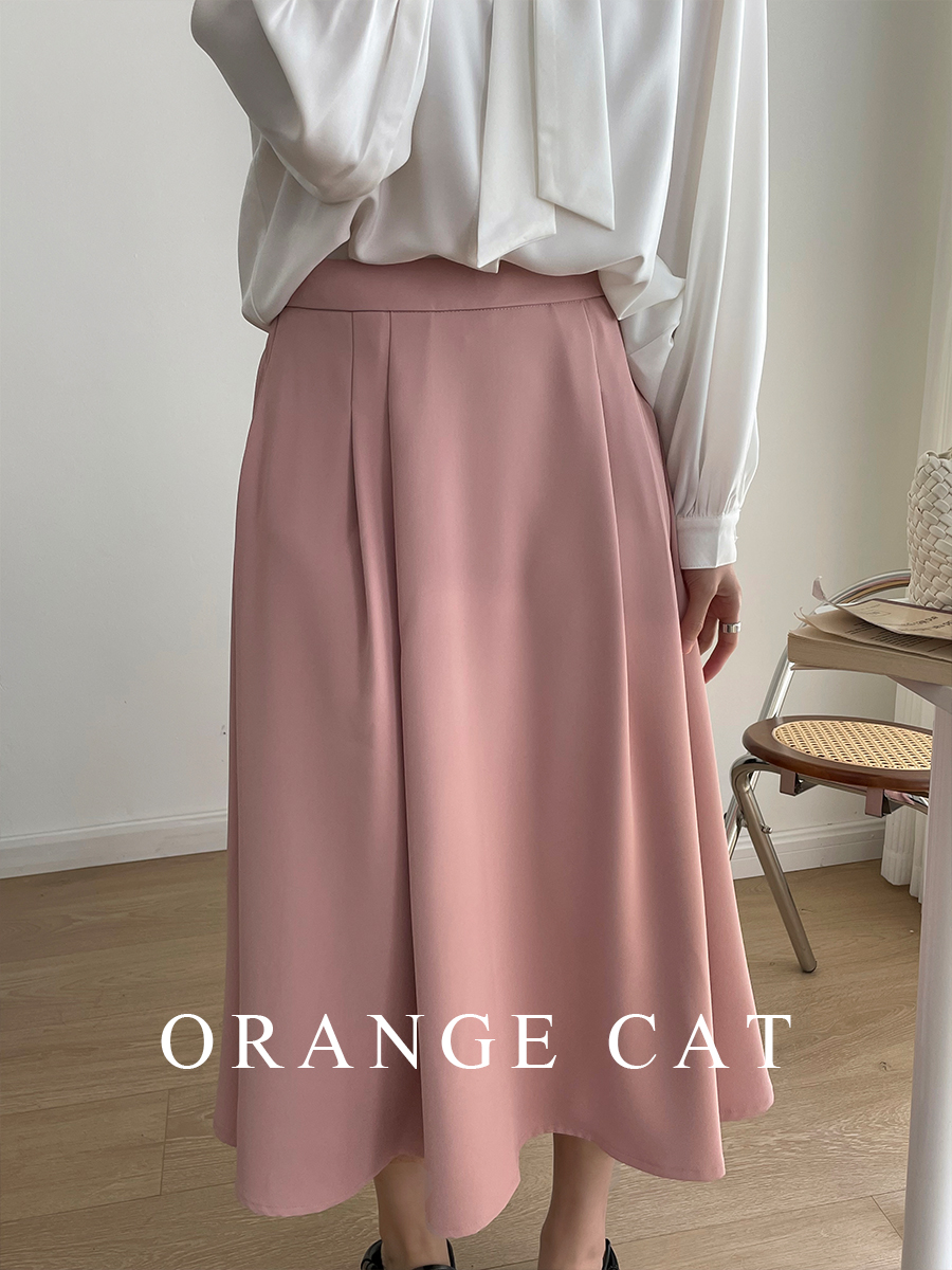 小橘是只猫韩系显瘦遮肉基础款半身裙A字伞裙黑粉白大码女装裙子