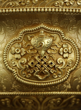 慧宝酥油灯供灯家用纯黄铜寺院殿堂莲花八吉祥长明灯座B款贡摆件