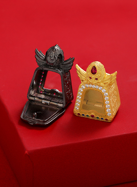 大鹏金翅鸟嘎乌盒s925纯银黑金吊坠藏式嘎乌盒子可打开项坠挂坠