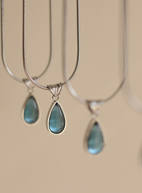 绿水滴蓝色海洋大吊坠项链