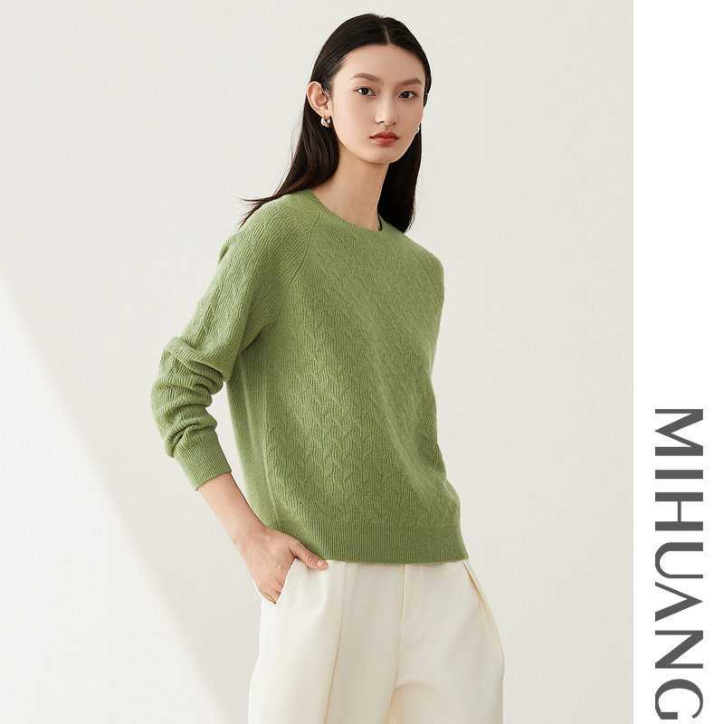 米皇2025秋季新款圆领插肩袖羊绒衫女上衣简约宽松舒适纯羊绒毛衣,淘宝优惠券,粉丝福利购,淘宝优惠卷