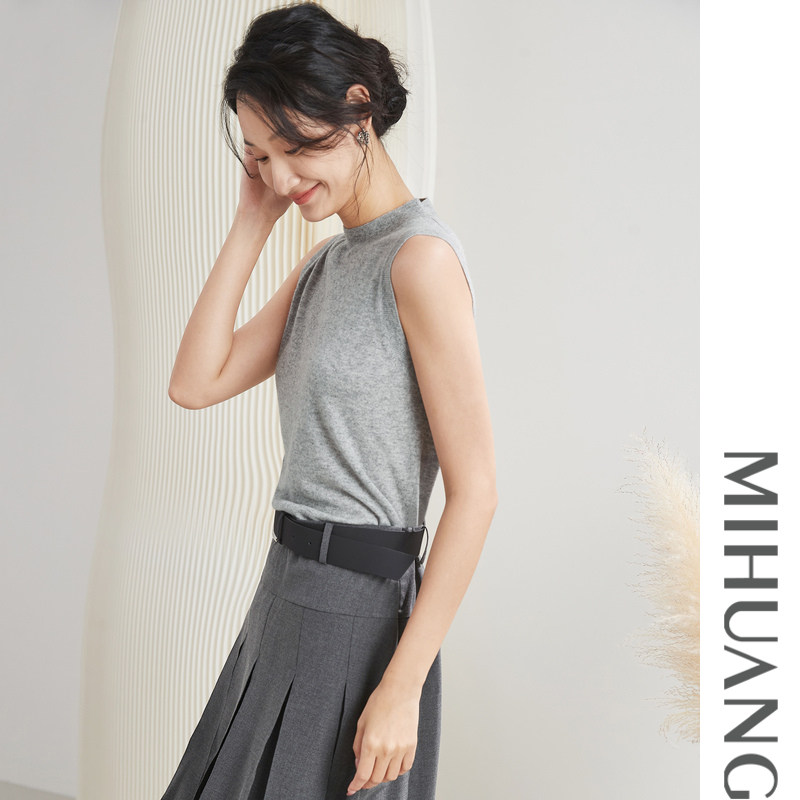 米皇秋冬新款半高领无袖羊绒背心女休闲显瘦柔软打底羊绒毛衣,淘宝优惠券,粉丝福利购,淘宝优惠卷