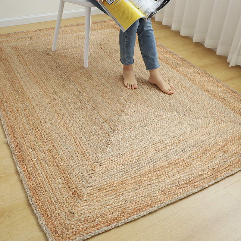 久忆天然环保黄麻手工编织北欧简约客厅茶几方形书房茶室黄麻地毯,淘宝优惠券,粉丝福利购,淘宝优惠卷