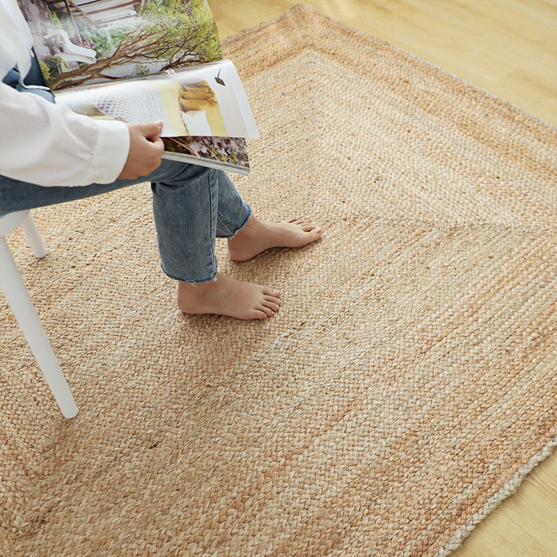 久忆天然环保黄麻手工编织北欧简约客厅茶几方形书房茶室黄麻地毯,淘宝优惠券,粉丝福利购,淘宝优惠卷