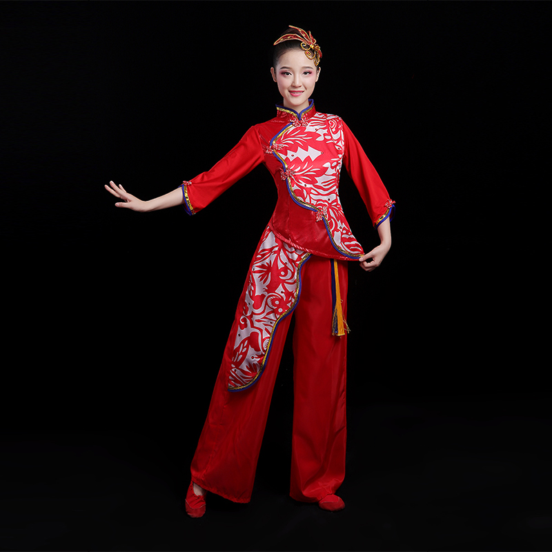 薇茨旗舰店打鼓服演出服女装成人秧歌服男中国风民族腰鼓队水鼓开场舞蹈服装0