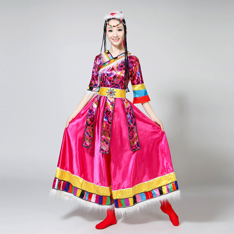 薇茨旗舰店新款藏族少数民族演出服装女长袖长裙水袖舞蹈服表演甩秀西藏卓玛2