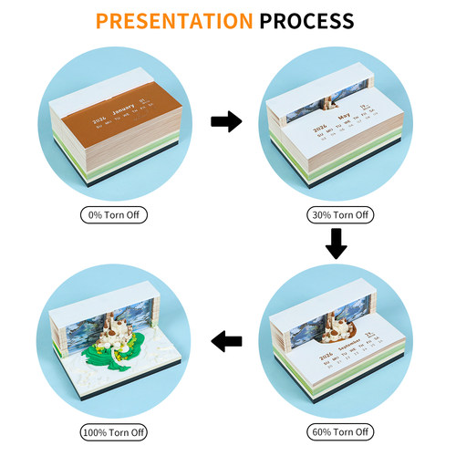 大号天空之城2026年日历台历3D立体纸雕便签纸本创意文艺国风礼物 - 图3
