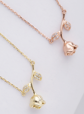 小王子玫瑰花高级感女银项链新款