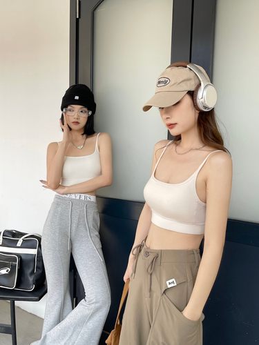 C926大U美背早春细肩带内搭固定杯吊带内衣运动新款抹胸女 - 图3