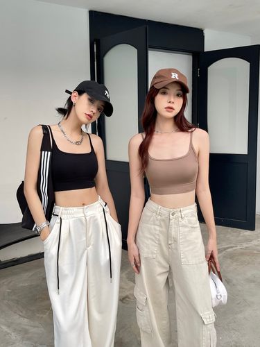 C926大U美背早春细肩带内搭固定杯吊带内衣运动新款抹胸女 - 图2