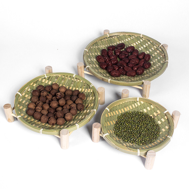 手工竹编篮子零食水果篮簸箕圆形家用编织道具木架子酒店饭店摆盘,淘宝优惠券,粉丝福利购,淘宝优惠卷