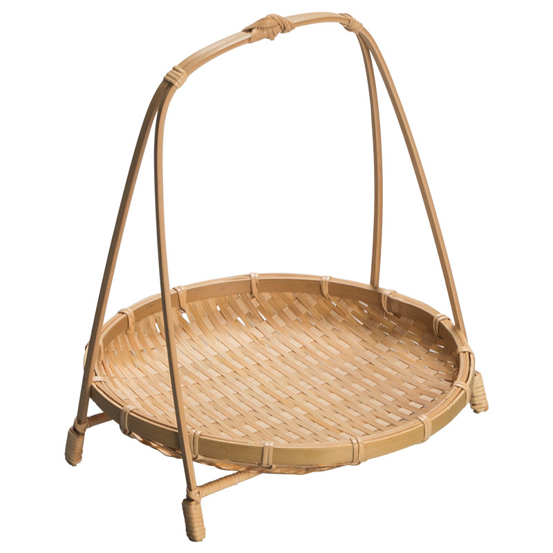 竹编吊篮茶道收纳篮子手工竹提篮水果盘茶点心篮干果篮带架子仿古,淘宝优惠券,粉丝福利购,淘宝优惠卷
