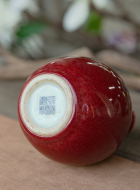 景德镇颜色釉郎红釉天球摆件厂货