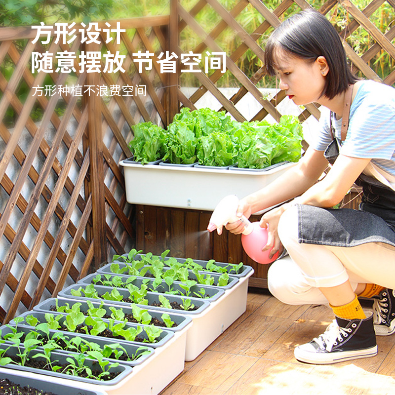 家庭蔬菜种植盆种菜箱多层种菜盆阳台菜架子种植箱方形长条花盆-图0