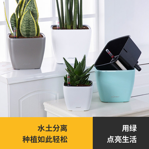 方形懒人自动自吸水花盆免浇水绿萝水养盆大口径绿箩储水塑料器皿 - 图2