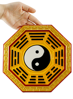 实木八卦镜子大门上厕所家用挂件